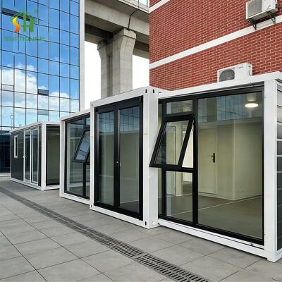 Harga yang bagus Rumah Kontainer 30FT yang dapat diperluas dengan 56m2 Rumah Prefabrikasi Baja Galvanis Dua Sisi on line