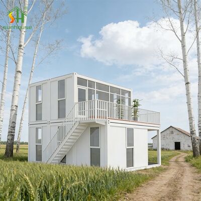 Bom preço Fábrica de Casas Modulares com Estrutura de Aço Galvanizado para Serviço Pesado, Casa Moderna de Contêiner de Dois Andares on-line